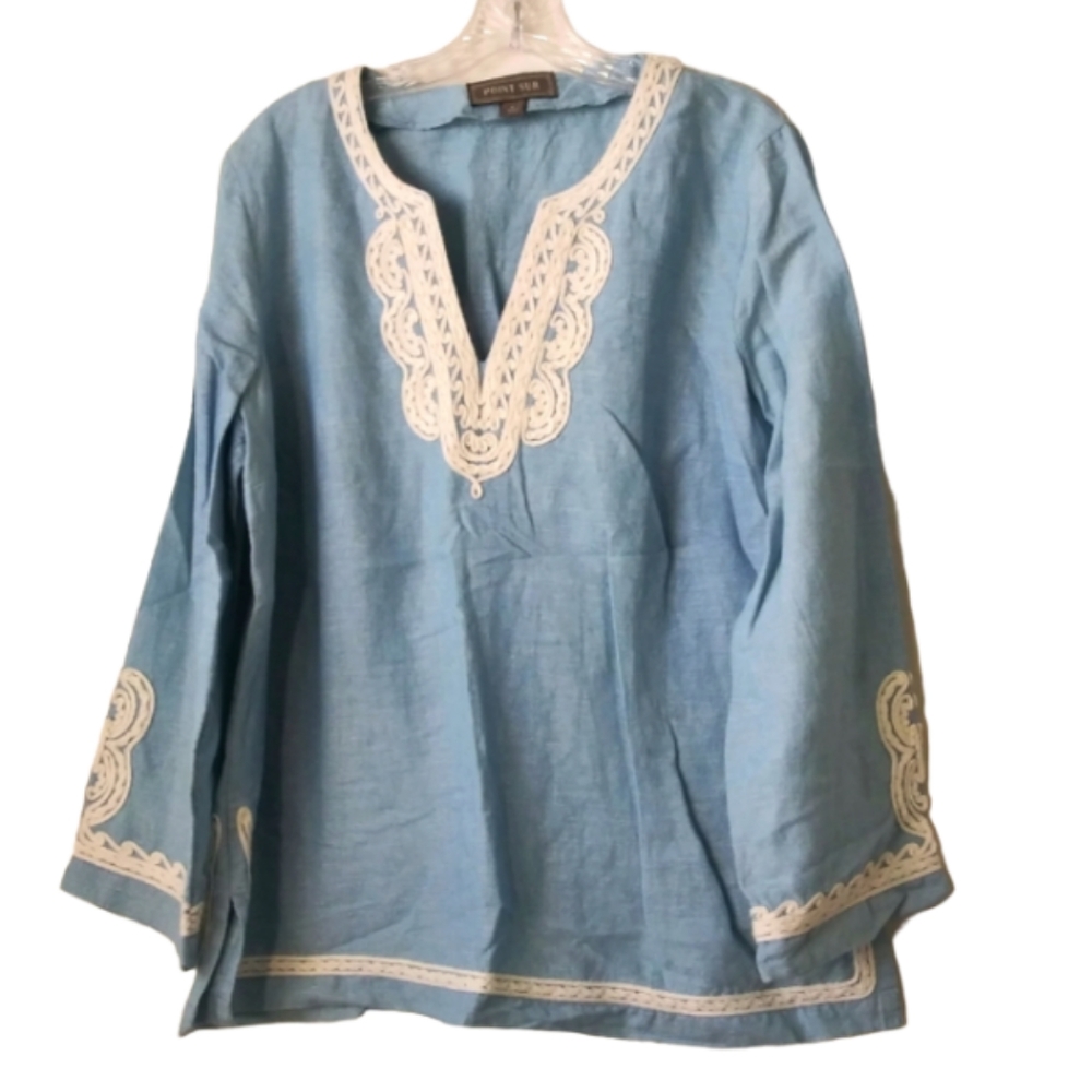 Point Sur j.crew women's v neck long sleeve top size large regular